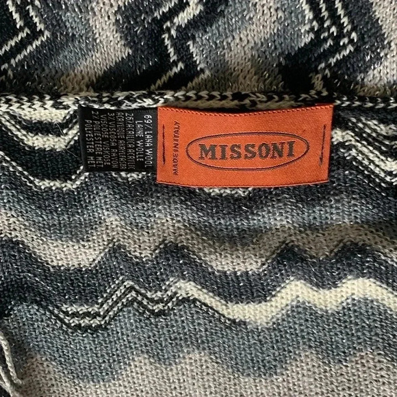 Missoni Scarf  zig zag pattern black and gray made in Italy - Picture 3 of 6